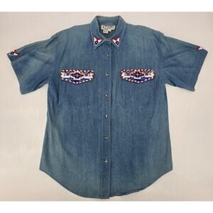 The Shirt Inc. Beaded Native Western Denim Shirt
Medium | 100% Cotton